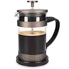 Navaris Caffettiera francese in vetro e acciaio - 600ml french press in acciaio inossidabile bricco e vetro borosilicato - Teiera retro con filtro