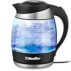 Mueller Austria Ultra Kettle: Model No. M99S 1500W Electric Kettle with SpeedBoil Tech, 1.8 Liter Cordless with LED Light, Borosilicate Glass, Auto Shut-Off and Boil-Dry Protection, Clear