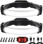 Head Torch,2 Packs LED Super Bright 1500 Lumens USB Rechargeable Head Torch,260° Wide Beam Headlamp,IPX6 Waterproof and Red Taillight(Independent ON and OFF) Headlight,for Camping,Fishing,Hiking