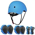 Jim's Store Schonerset Kinder Helm 7 in 1, Skatehelm Protektoren Kinder Knieschoner inliner Schutzausrüstung Set Für Skateboard Roller Fahren Scooter