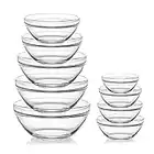 Sweejar Glass Mixing Bowls Set(set of 9),Nesting Bowls for Space Saving Storage,Great for Cooking,Baking,Prepping,Stackable Bowl Set…