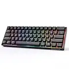 Dierya DK61E Teclado mecánico para Juegos al 60%, Interruptor óptico Gateron con retroiluminación RGB, Teclado PBT con Cable Impermeable Compacto 61 Teclas Completas programable（Interruptor Rojo）