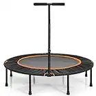 COSTWAY Trampoline Fitness Pieghevole, Tappeto Elastico con Impugnatura Regolabile, per Interno ed Esterno, Capacità di Carico 150kg (Arancione)