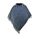 virblatt - Poncho Uomo | 100% Cotone | Poncho Nero Screziato Coperta Poncho Pile Mantello con Cappuccio Poncho Messicano Double Face - Abajo BD L-XL