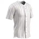 CHAMPRO Standard Ace Baseball-Trikot mit Knopfleiste vorne, Weiß, Scharlachrote PIN, Erwachsene Small