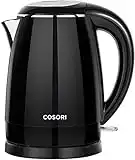 COSORI Electric Kettle, 1.7L Cordless Hot Water Boiler, Tea Kettle Coffee Pot, Double-Wall Keep Warm, 100% Stainless Steel Interior, 1500W Quick Heating, Auto Shut-Off & Boil-Dry Protection