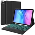 SENGBIRCH iPad Pro 11 inch Keyboard Case with Trackpad for 2022 4th/2021 3th/2020 2th/2018 1th Gen, Detachable 7 Colors Backlit Keyboard Case for iPad Pro 10.9 Inch 2022 5th/2020 4th Gen, Black