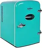 Retro Mini Portable Fridge, 4L Compact Refrigerator for Skincare, Beauty Serum, Face Mask, Personal Cooler, Includes Bonus 12V Car Adapter, Cute Desktop Accessory for Home Office Dorm Travel, Aqua