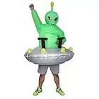 NARBOR Inflatable UFO Alien Costume for Adults Blow up Funny Halloween Prank Costume Alien Holding Man Costume Party Cosplay Fancy Dress, Green, L