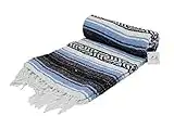 Open Road Goods Light Blue Mexican Blanket - Authentic Serape Falsa Blanket - Handmade