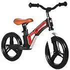 HOMCOM Draisienne Enfant vélo sans pédales pour Enfants de 2 à 5 Ans Hauteur Selle et Guidon réglable Cadre en magnésium Ultra-légère pèse 2,8 kg pneus 12" EVA Acier PP Rouge Noir Blanc