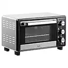 HOMCOM Convection Mini Oven, 16L Countertop Electric Grill, Toaster Oven with Adjustable Temperature, 60 Min Timer, Crumb Tray, Baking Tray, Wire Rack, Tray Handle, 1400W