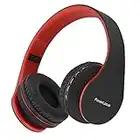 PowerLocus Cuffie Wireless Over-Ear, Cuffie Bluetooth Senza Fili Pieghevoli, Cuffie con Microfono Incorporato, HiFi Stereo, Micro SD/TF, FM per iPhone/Android/Viaggio/PC (Nero/Rosso)