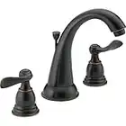 Delta Faucet Windemere Widespread Bathroom Faucet Oil Rubbed Bronze, Bathroom Faucet 3 Hole, Metal Drain Assembly, Oil Rubbed Bronze B3596LF-OB