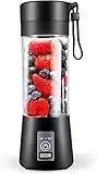 YurDoca Portable Personal Blender for Shakes and Smoothies, Personal Size, USB Rechargeable Mini Fruit Juice Mixer, Juicer Blender Bottles Travel 380ML, Black-v