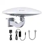 Outdoor TV Antenna -Antop Omni-Directional 360 Degree Reception Antenna Outdoor, Attic,RV Used, 65 Miles Range Amplifier Booster 4G LTE Filter, Waterproof, Anti-UV Easy Install (PL-414BG)