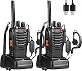 Baofeng 88E Walkie Talkie PMR446 Senza Licenza, Antenna Non Rimovibile, 16 canali Walkie-talkie professionali ricaricabili a lungo raggio con base per caricabatterie USB e auricolari (2 pezzi)