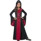 Halloween! Smiffys Kostüm Vamp, Rot und Schwarz, mit Kleid und Kapuze, Schnürdetail, schwarz/rot, 7-9 Jahre