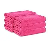 GLAMBURG 100% Cotton 6 Pack Bath Towel Set, Ultra Soft Bath Towels 22x44, Towels for Gym Yoga Pool Spa, Quick Drying & Highly Absorbent - Hot Pink