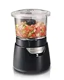 Hamilton Beach Mini Zerkleinerer, Food Processor mit Ein-Hand-Bedientaste, Küchenmaschine elektrisch 700ml, Glasbehälter inkl. Deckel, Multizerkleinerer in Schwarz (72860-CE)