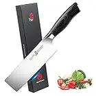 TUO Nakiri Knife - 6.5 inch Asian Usaba Knife Japanese Chef Knife Vegetable Cleaver Ultra Sharp, German Super Stainless Steel, Ergonomic Pakkawood Handle Gift Box, Fiery Phoenix Series - Black