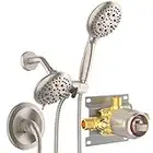 SR SUN RISE Shower System with Handheld Showerhead & Rain Shower Combo Set. High Pressure 35-Function Dual 2 in 1 Shower Faucet with Valve, Patented 3-Way Water Diverter in All-Brushed Nickel