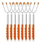 Newthinking Roasting Sticks, Marshmallow Roasting Sticks 45’’ Stainless Telescoping Forks with Orange Insulated Handle for Fire Pit and BBQ Campfire Party, 8 Pack