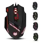 zelotes T90 Gaming Maus 9200 DPI, 8 Programmierbare Tasten, Multi-Modi LED, USB Gaming Maus, Gewichtstuning für Pro Gamer