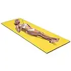 COSTWAY Tappeto Gallegiante per Piscina e Mare, Tappeto da Piscina con Corda di 1,5 m, Resistente ed Elastico, 210 x 66 x 3,5 cm (Giallo)