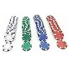 SEETOOOGAMES 100 Pieces 11.5g Clay Composite Dice Striped Casino Poker Chips- 4 Colors (red, Green, White and Blue)