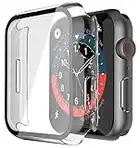 [2 Pezzi] Misxi Trasparente Custodia Rigida con Vetro Temperato Protezione Schermo per Apple Watch Series 8 Series 7 45mm, HD Ultra Sottile Anti-Graffio Protettiva Cover per iWatch