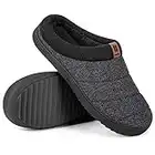 HomeTop Men's Comfy Open Back Memory Foam Slippers Slip On House Shoes Indoor Outdoor (10-11, Black)