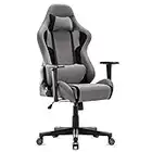 IntimaTe WM Heart Chaise Gaming, Chaise gamer en Tissu, Fauteuil Gamer Ergonomique, Chaise de Jeu avec accoudoirs réglables, Siège Gaming Inclinable,Racing Chaise de Bureau,coussin lombaire,150kg,Gris