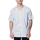 TopTie Pinstripe Baseball Jersey Trikot Button-Down Baseball Shirt für Männer und Jungen