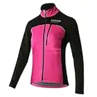 CATENA Fahrradjacke Damen Winter, Wasserdichte Moutainbikejacke, Winddichte Softshelljacke, Atmungsaktive Thermojacke, Reflektierende Radjacke, für Radfahren Laufen Bergsteigen Wandern, Rosa, XL