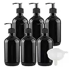 FBJIE 6 Stück 300 ml 10 oz Leere Rund Schwarz Kunststoff Flasche mit Seifenspender, 300ml Lotionspender Gelspender Pump zum befüllen für Cremigen Substanzen, Lotionen,Gele Lotion-Spender mit Trichter