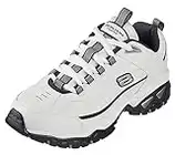 Skechers Men's Energy Afterburn Lace-Up Sneaker, White/Navy, 10.5 Wide