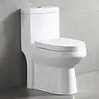 DeerValley DV-1F52812 Small White Toilet Modern One-Piece Toilet, Compact Bathroom Tiny Mini Commode Water Closet Dual Flush Concealed