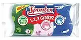 SPONTEX - 1,2,3 Grattez - Kit de 3 Éponges Multi-Usages - Idéales Ménage, Vaisselle, Salle de Bain