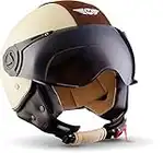 MOTO Helmets® H44 „Vintage Creme“ · Casco · Jet omologato Moto Demi-Jet Vintage Scooter Motorino Motocicletta Helmet Piloto Urbano Helm · ECE 22.05 Visor Click-n-Secure Borsa L (59-60cm)