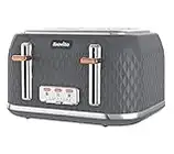 Breville VTT912 Curve Graphite 4 Slice Toaster, High Lift, Variable Browning Control, Variable Width Slots, Defrost/Reheat/Cancel Settings, Granite Grey