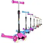 BELEEV Scooter for Kids Ages 2-6, 3 Wheel Kick Scooter for Toddlers Girls Boys, 4 Adjustable Height, Lean to Steer, Light up Wheels, Wide Deck, Easy to Assemble, Lightweight Scooter for Children