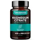 Magnesium Citrate - Magnesium Citrate Capsules 400 milligrams - Pure Magnesium Supplement 100 - Non-GMO - Made in the USA (180 capsules)