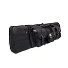 UNHO Double Rifle Case - 42 Inch Soft Padded Tactical Carbine Gun Bag Pistol Airsoft Sniper Shotgun Long Gun Firearm Military Transportation Lockable Hunting Equipment Carry Bag with Magazine Pockets and Accessory Pouches