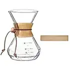 Puricon Pour Over Coffee Maker with 40 Pcs V60 Paper Filter, 400ml Borosilicate Glass Pour Over Coffee Brewer Server for 2-3 Cups, Portable Coffee Carafe Brewer Pot for Home Café Restaurant Party