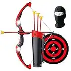 Ninja Toys for Kids 3 - 12, Kids Bow and Arrow Set: LED Light Up Archery Crossbow Toy Set with Suction Cup Arrows, Target, Quiver, Ninja Mask. Indoor and Outdoor (Foldable + 8 Arrows)