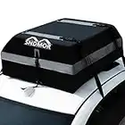 SNDMOR Car Roof Bag, 15 Cubic Feet Waterproof Car Rooftop Cargo Carrier Bag, For All Vehicle with/Without Racks, Includes Anti-Slip Mat + 4 Reinforced Straps + 6 Door Hooks (Gray)