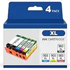 Denvoer 903XL 903 XL Cartuchos de Tinta Compatible para HP 903XL Pack para Impresoras HP Officejet Pro 6950 6960 6970 Impresora (1 Negro, 1 Cian, 1 Magenta, 1 Amarillo, Paquete de 4