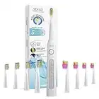 Seago Rechargeable Ultrasonic Toothbrush, Electric Toothbrushes Adults with 8 Dupont Brush Heads, Once Full Charge Lasts for 30 Days, Electric Toothbrush with Timer Gift for Family, White…