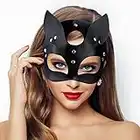 Takmor Catwoman Mask, Cat Mask Cat Women Mask Masquerade Mask Fox Mask Leather Mask Valentines Gifts for Him of Masquerade Halloween Christmas Costume Party Night Club